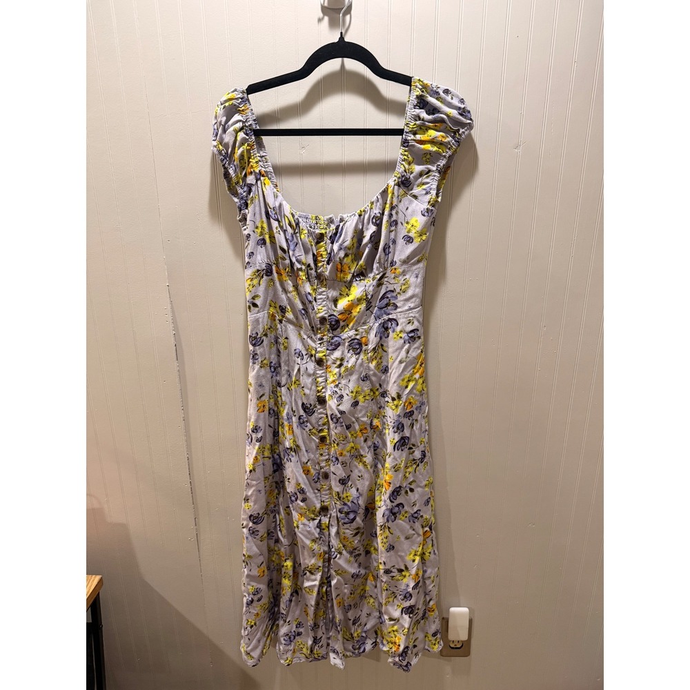 ASTR The Label Floral Button Down Midi Dress Purple Yellow Cottagecore Large